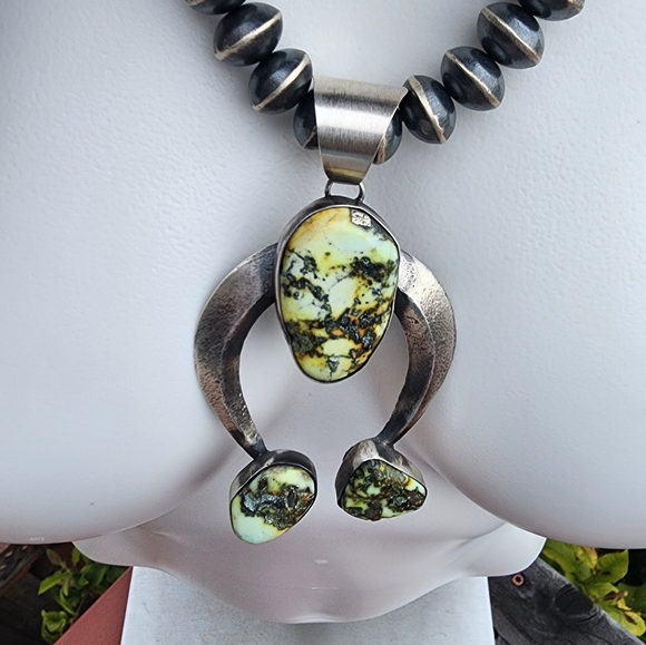 Elegant Silver and NAJA w/ Palamino Stone Necklace~ Chimney Butte ~ Native
